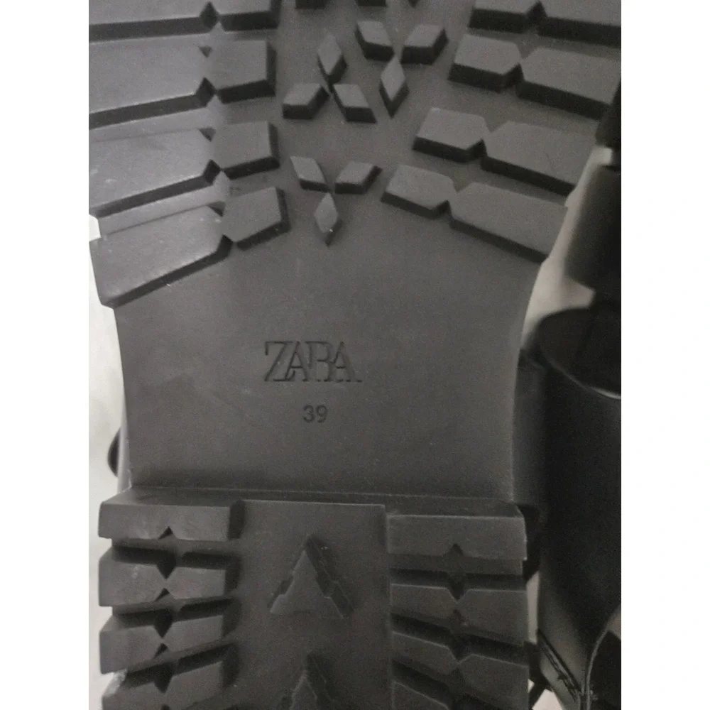 Zara Fisherman Leather Sandal Lug Sole Black Size EU 39 NWOB $89 - Picture 6 of 8
